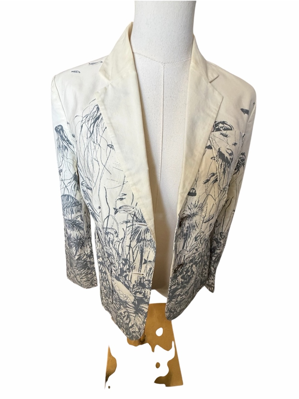 Daughters of the Liberation Sea Nettle Cream Jellyfish Print Blazer Jacket Sz 6 - Picture 3 of 14